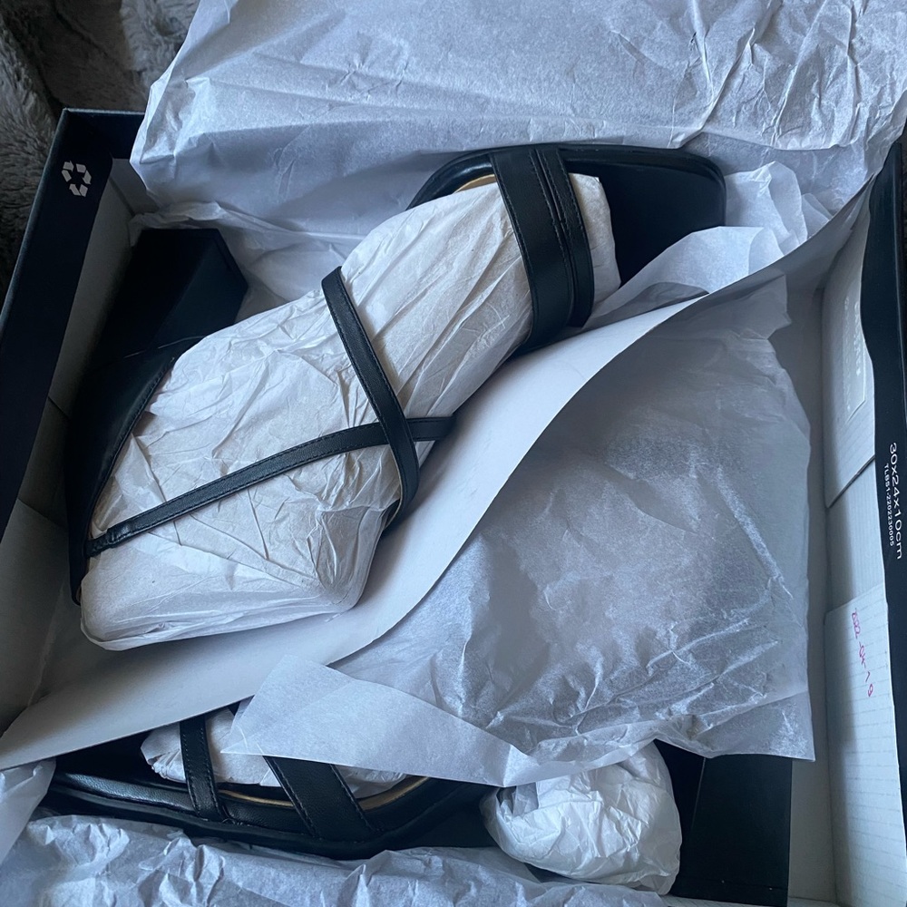 Tiff Black Leather sandal / heels